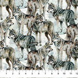 Northcott Digital - Lone Wolf DP27184 92 Blue/Gray Wolves By The Yard