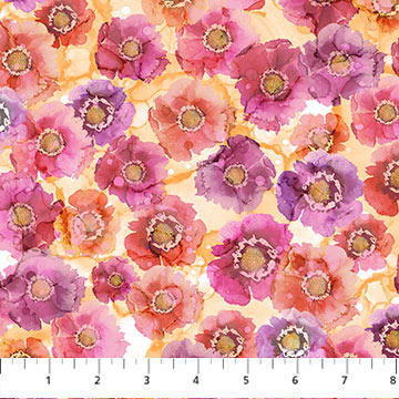 Northcott Digital - Dragonfly Dance DP27503 22 Pink Orange Small Floral By The Yard