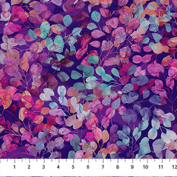 Northcott Digital - Dragonfly Dance DP27505 85 Purple Multi Leaves By The Yard