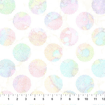 Northcott Digital - Dragonfly Dance DP27507 10 White Multi Dots By The Yard