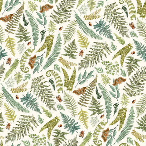 Northcott Digital - Wild Harvest DP27511 11 Cream Large Ferns By The Yard