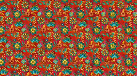 Northcott Digital - Boho Blooms DP27778 24 Red Multi Small Trail By The Yard