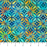 Northcott Digital - Boho Blooms DP27780 48 Navy Multi Large Grid By The Yard