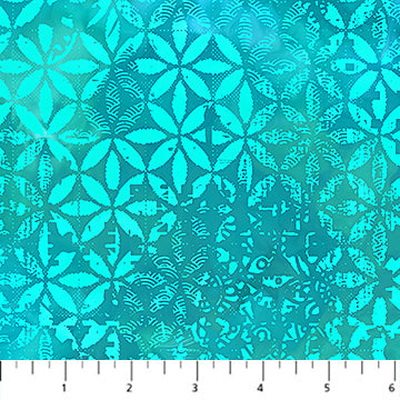 Northcott Digital - Boho Blooms DP27784 64 Turquoise Petal Grid By The Yard