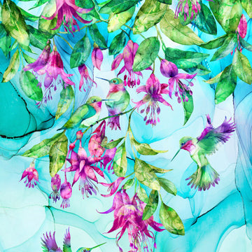 Northcott Digital - Concerto 27826 42 Pale Blue Hummingbird 28" PANEL By The PANEL (Not Strictly By The Yard)