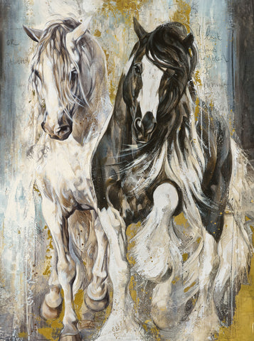 Northcott Digital - Pedigree DP28023 10 White Multi Horse 32" PANEL By The PANEL (Not Strictly By The Yard)