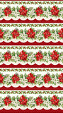 Northcott Digital - Holiday Joy DP28068 11 Cream Multi Border Stripe By The Yard