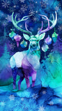 Northcott Digital - Midwinter Magic DP28230 48 Dark Blue Multi Reindeer 24" PANEL By The PANEL (Not Strictly By The Yard)