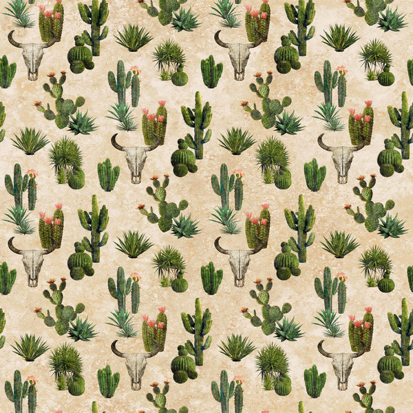 Northcott Digital - Sedona Spirit DP28244 14 Beige Multi Open Cactus By The Yard