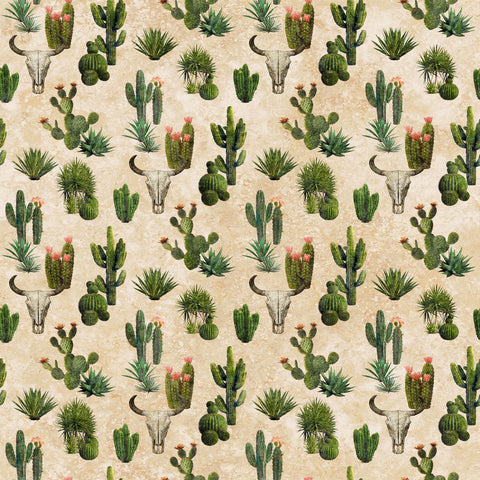 Northcott Digital - Sedona Spirit DP28244 14 Beige Multi Open Cactus By The Yard
