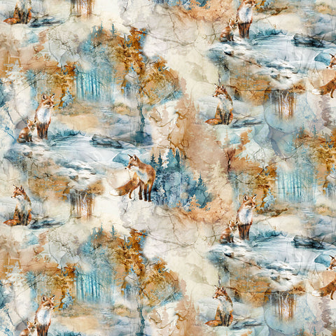 Northcott Digital - Fox Den DP28333 14 Beige Multi Fox Open By The Yard