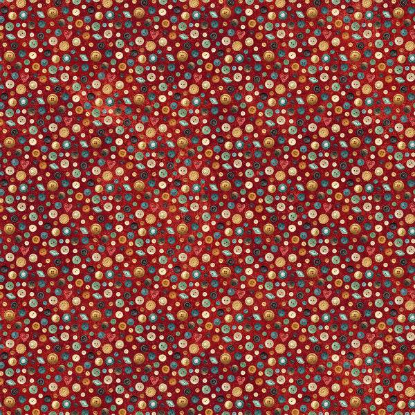 Northcott Digital Stonehenge Stitchin' DP28347 24 Red Multi Buttons By The Yard