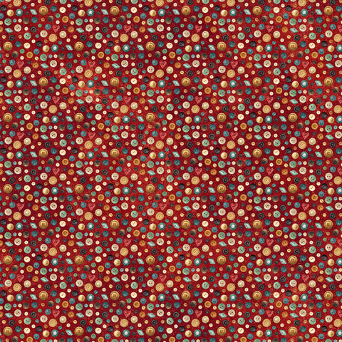 Northcott Digital Stonehenge Stitchin' DP28347 24 Red Multi Buttons By The Yard