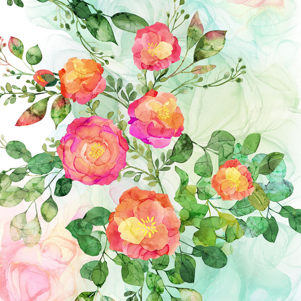 Northcott Digital Veranda DP28395 10 White Multi 24" PANEL By The PANEL (Not Strictly By The Yard)