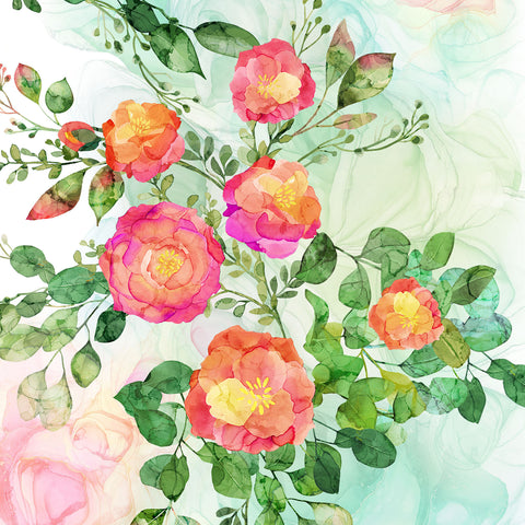 Northcott Digital Veranda DP28395 10 White Multi 24" PANEL By The PANEL (Not Strictly By The Yard)