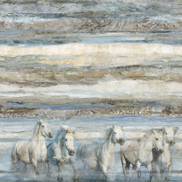 Northcott Digital - Running Free DP28587 42 Blue Multi Horse Ombre 24" PANEL By The PANEL (Not Strictly By The Yard)