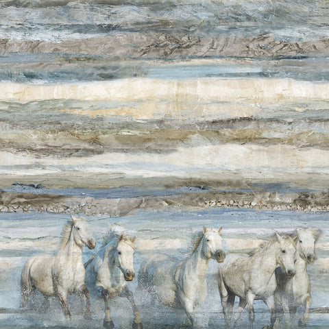 Northcott Digital - Running Free DP28587 42 Blue Multi Horse Ombre 24" PANEL By The PANEL (Not Strictly By The Yard)