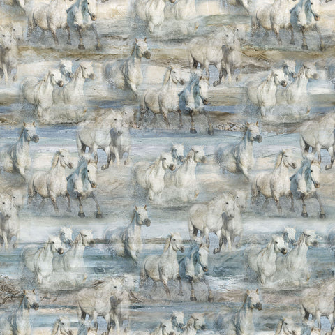 Northcott Digital - Running Free DP28589 42 Blue Multi Horses By The Yard