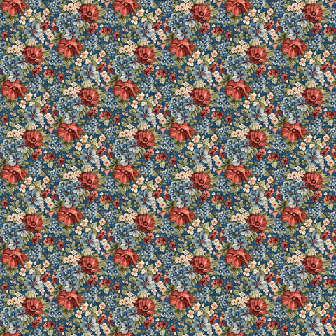 Northcott Farmhouse Sampler DP28601 48 Navy Multi Packed Floral By The Yard