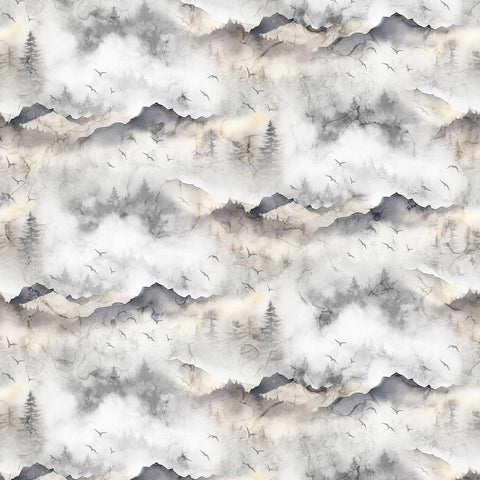 Northcott Digital - Misty Morning DP28649 92 Gray Mountains By The Yard