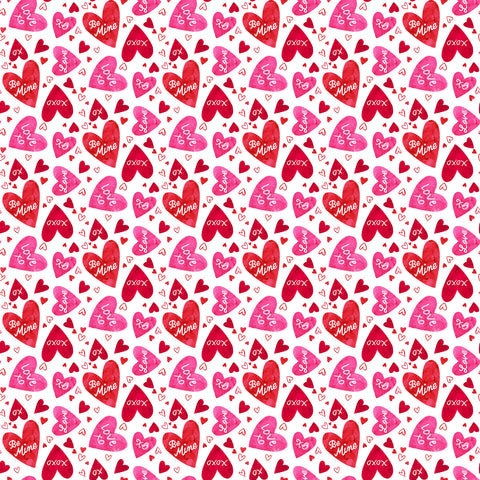 Northcott Forever Love DP28667 10 White Multi Large Hearts By The Yard