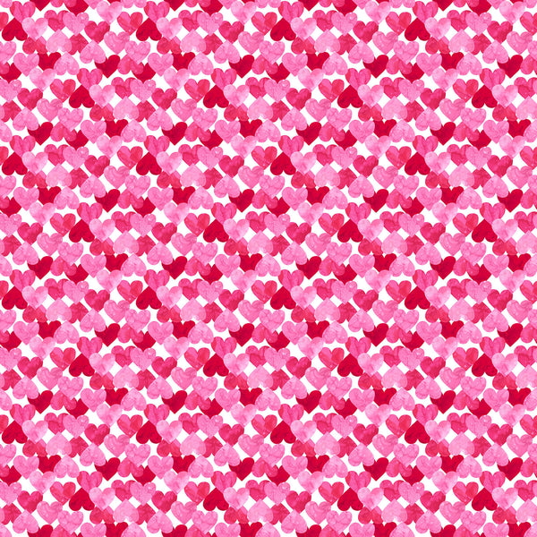 Northcott Forever Love DP28668 10 White Multi Mid Hearts By The Yard