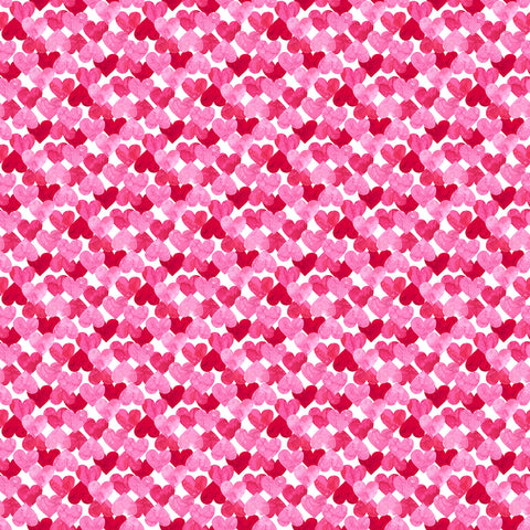 Northcott Forever Love DP28668 10 White Multi Mid Hearts By The Yard