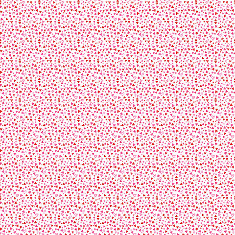 Northcott Forever Love DP28670 10 White Multi Mini Hearts By The Yard