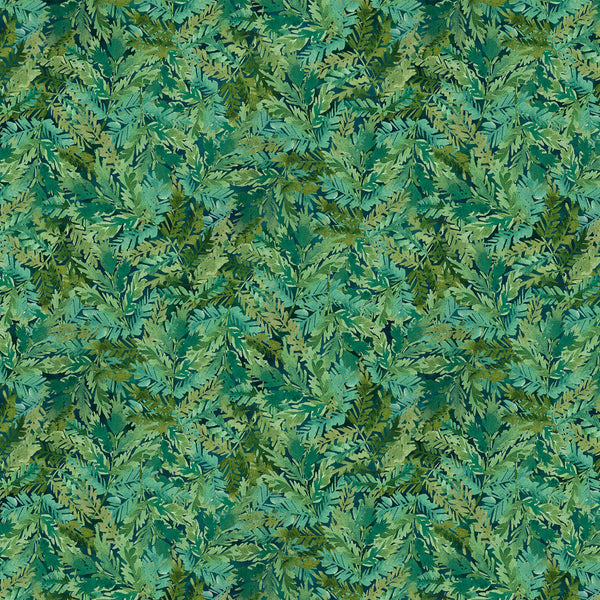 Northcott Luscious DP28752 69 Teal Multi Ferns By The Yard