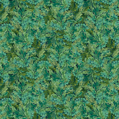 Northcott Luscious DP28752 69 Teal Multi Ferns By The Yard