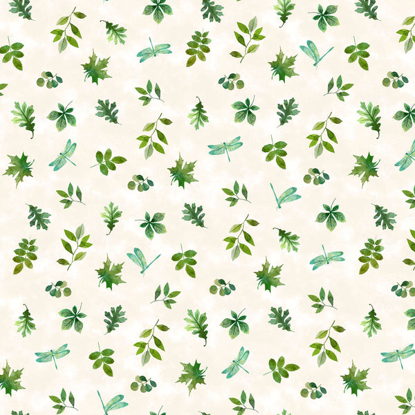 Northcott Luscious DP28753 11 Cream Multi Leaves & Dragonflies By The Yard