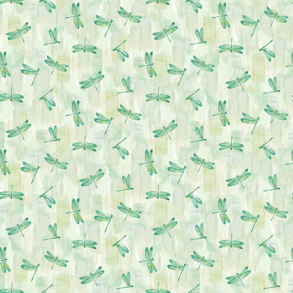 Northcott Luscious DP28754 72 Pale Green Dragonflies By The Yard
