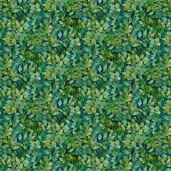 Northcott Luscious DP28755 69 Teal Multi Packed Leaves By The Yard