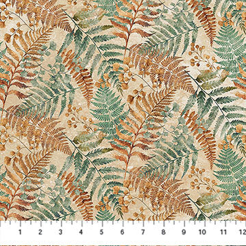 Northcott Digital Stonehenge Rooted DP28766 12 Beige Multi Leaves By The Yard