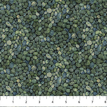Northcott Digital Stonehenge Rooted DP28768 69 Teal Pebbles By The Yard