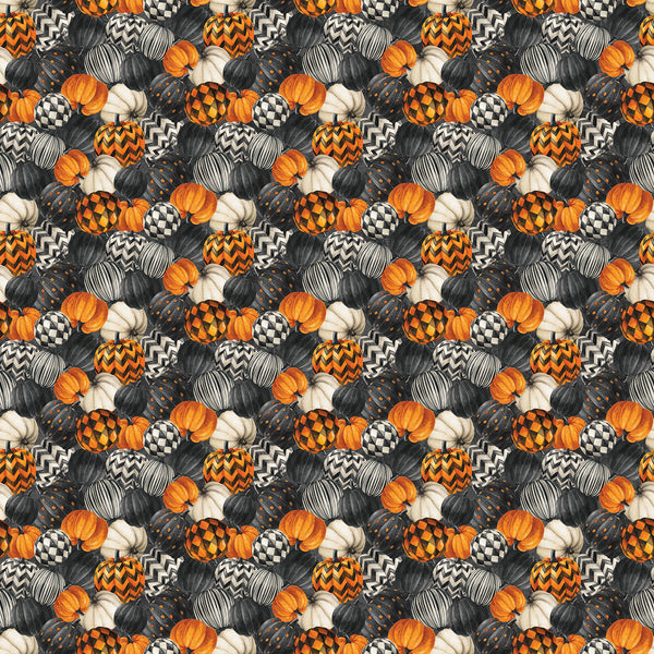 Northcott Night Owl DP28848 96 Charcoal Multi Packed Pumpkins By The Yard