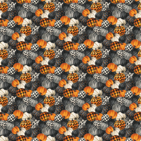 Northcott Night Owl DP28848 96 Charcoal Multi Packed Pumpkins By The Yard