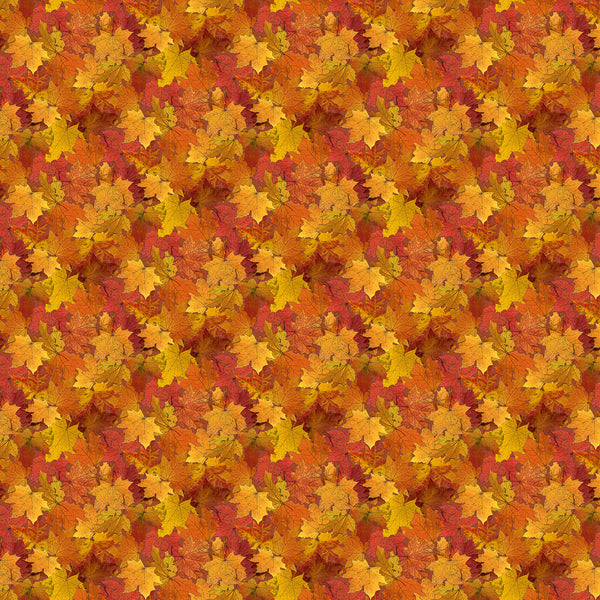 Northcott Night Owl DP28851 56 Orange Multi Leaves By The Yard