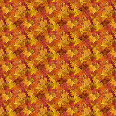 Northcott Night Owl DP28851 56 Orange Multi Leaves By The Yard