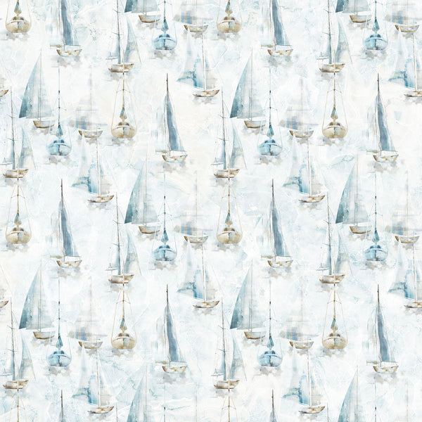 Northcott Smooth Sailing DP28909 10 White Multi Small Sail Boats By The Yard