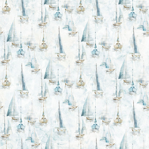 Northcott Smooth Sailing DP28909 10 White Multi Small Sail Boats By The Yard