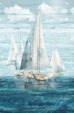 Northcott Smooth Sailing DP28915 46 Dark Blue Multi 28" PANEL By The PANEL (Not Strictly By The Yard)