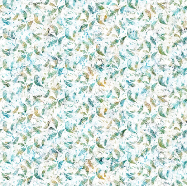 Northcott Raven's Call DP28949 10 White Multi Feathers By The Yard