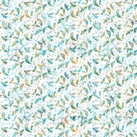 Northcott Raven's Call DP28949 10 White Multi Feathers By The Yard