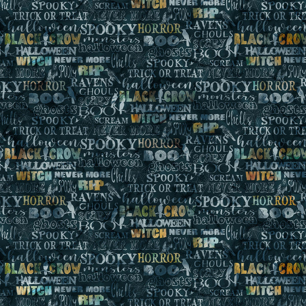 Northcott Raven's Call DP28950 99 Black Multi Words By The Yard