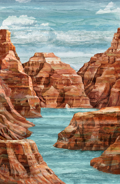 Northcott Stonehenge Canyon DP29141 44 Blue Multi Canyon 24" PANEL By The PANEL (Not Strictly By Yard)