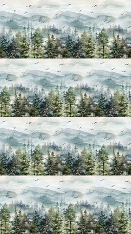 Northcott Altitude DP29155 43 Blue Multi Border Stripe By The Yard