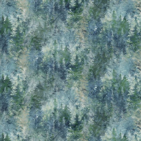 Northcott Altitude DP29156 43 Blue Multi Trees By The Yard