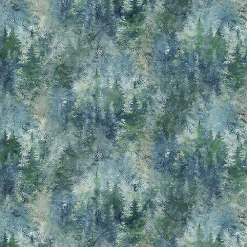 Northcott Altitude DP29156 43 Blue Multi Trees By The Yard