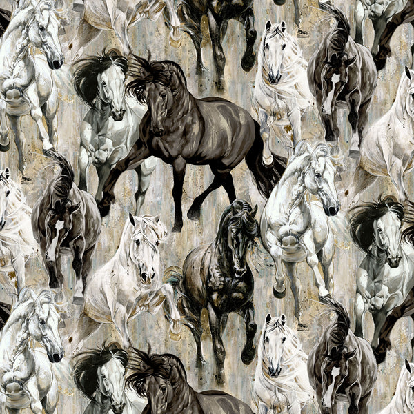 Northcott Shadow & Light DP29221 32 Light Brown Multi Horses By The Yard